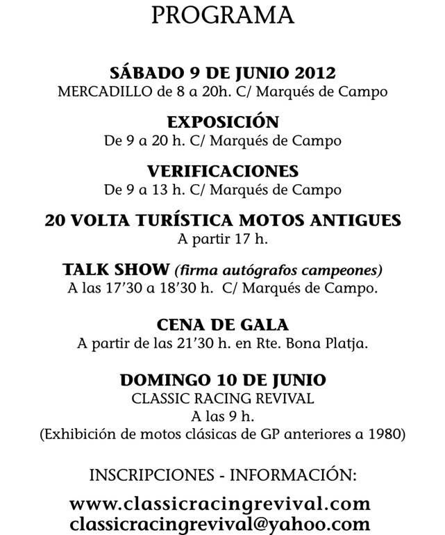 20 Classic Racing Revival Denia 2012 Cartellportada